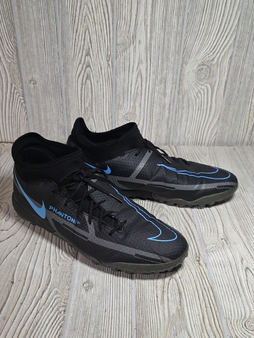 Nike Phantom GT2 Academy DF TF Black Iron Grey Turf Soccer Shoes Mens Size 11